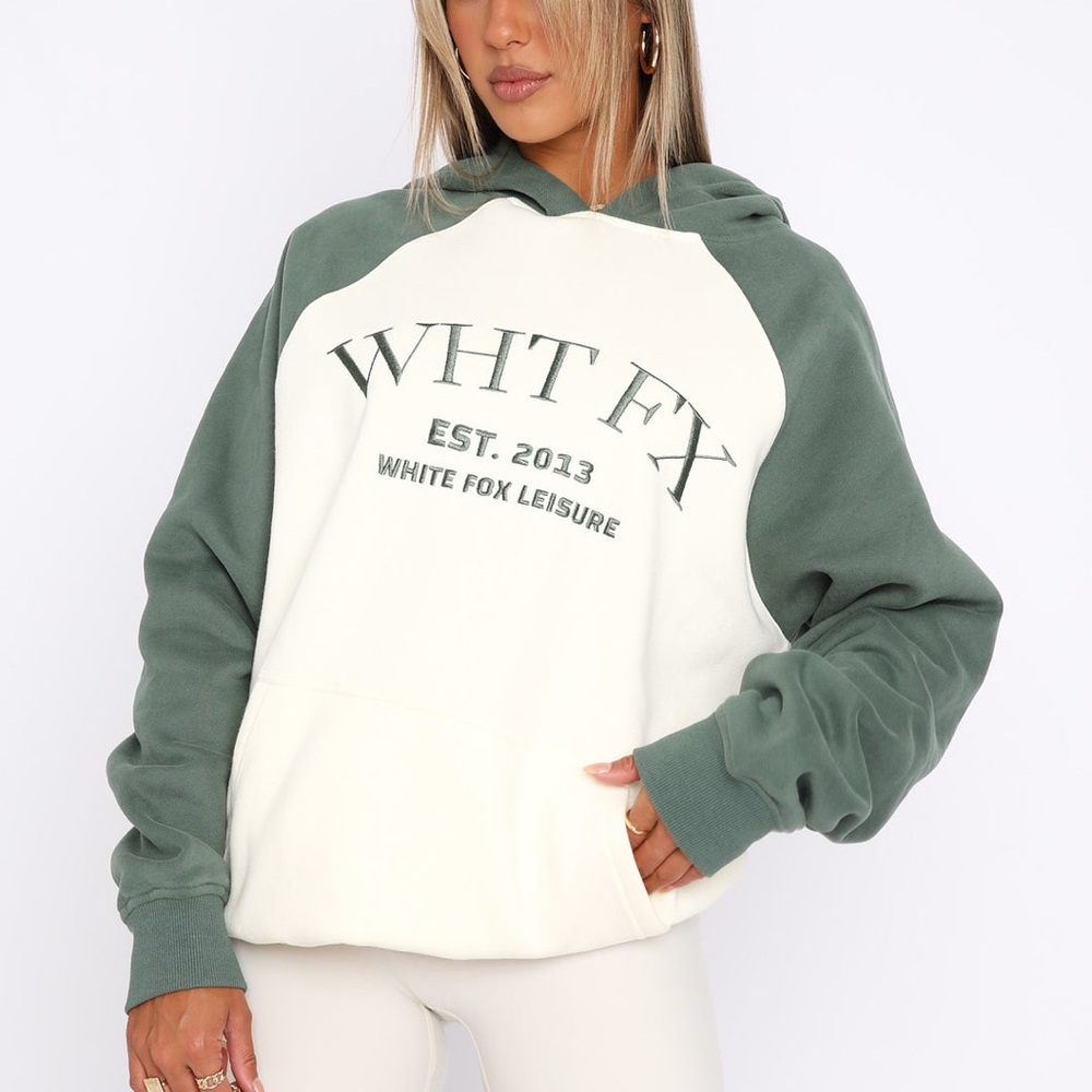 Caught Up On It Oversized Hoodie Cream and Green